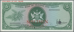 Trinidad & Tobago: 5 Dollars ND(1977) Specimen P. 31s, Zero Serial Numbers And Specimen Overprint, C - Trinidad & Tobago