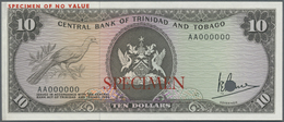 Trinidad & Tobago: 10 Dollars ND(1977) Specimen P. 32s, Zero Serial Numbers And Specimen Overprint, - Trinidad & Tobago