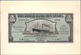 Trinidad & Tobago: The Royal Bank Of Canada 5 Dollars 1920 Front And Backside Remainder On Cardboard - Trinidad & Tobago