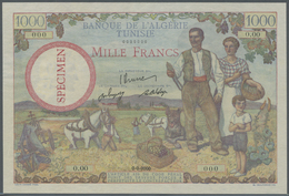 Tunisia / Tunisien: 1000 Francs ND(1946) Specimen P. 26s, With Zero Serial Numbers And Specimen Over - Tusesië