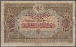 Turkey / Türkei: 100 Livres 1917 P. 106, Very Rare Issue And High Denomination, Stronger Used, Sever - Turkije