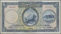 Turkey / Türkei: 5 Livres L. AH1341 (1926), Series 15, P.120, Rare Note In Still Good Condition With - Turkije