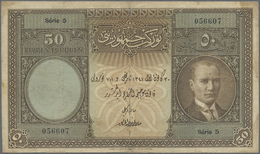 Turkey / Türkei: 50 Livres L. AH1341 (1926), Series 5, P.122, Extraordinary Rare As An Issued Note W - Turchia