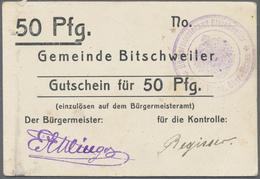 Deutschland - Notgeld - Elsass-Lothringen: Bitschweiler, Oberelsass, Gemeinde, 50 Pf., O. D., Weißer - Altri & Non Classificati