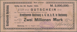 Deutschland - Notgeld - Württemberg: Backnang, Kreditverein, Gutschein, 2 Mio. Mark, 15.8.1923, Mit - [11] Emissions Locales