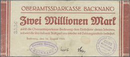 Deutschland - Notgeld - Württemberg: Backnang, Oberamtssparkasse, 2 X 500 Tsd., 3 X 1, 2, 3, 2 X 5, - [11] Lokale Uitgaven