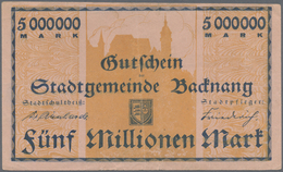 Deutschland - Notgeld - Württemberg: Backnang, Stadt, 2 X 5, 10, 2 X 20, 4 X 50, 3 X 100, 500 Mio., - [11] Lokale Uitgaven