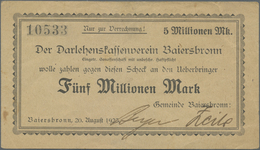 Deutschland - Notgeld - Württemberg: Baiersbronn, Gemeinde, 4 X 5 Mio. Mark, Papierfarbvarianten, "M - [11] Lokale Uitgaven