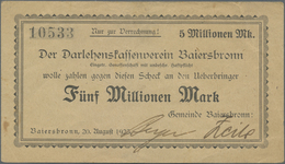 Deutschland - Notgeld - Württemberg: Baiersbronn, Gemeinde, 4 X 5 Mio. Mark, Papierfarbvarianten, "M - [11] Local Banknote Issues