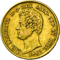 Italien - Anlagegold: Lot 4 Goldmünzen: Carlo Arlberto 1831-1849 (Sardinia): 20 Lire 1849 Genova, KM - Autres & Non Classés