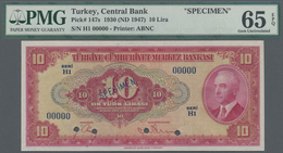 Turkey / Türkei: 10 Lirasi L. 1930 (1947-1948) "İnönü" - 4th Issue SPECIMEN, P.147s In Almost Perfec - Turkey