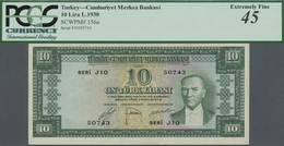 Turkey / Türkei: 10 Lira L.1930 (1951-61), P.156a, Lightly Toned Paper With A Few Soft Folds, PCGS G - Turchia