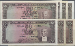 Turkey / Türkei: Set With 7 Banknotes 50 Lirasi L. 1930 (1951-1961) "Atatürk" - 5th Issue With P.162 - Turchia