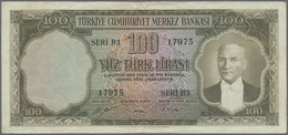 Turkey / Türkei: 100 Lirasi L. 1930 (1951-1961) "Atatürk" - 5th Issue, P.167 With A Few Folds And Cr - Turkey