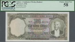 Turkey / Türkei: 100 Lira L.1930 (1951-61), P.169a, Excellent Condition With A Few Minor Spots At Up - Turchia