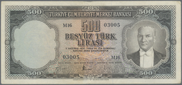 Turkey / Türkei: 500 Lirasi L. 1930 (1951-1961) "Atatürk" - 5th Issue, P.171, Lightly Toned Paper Wi - Turkey