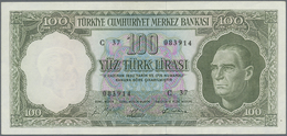 Turkey / Türkei: 100 Lira L. 1930 (1951-1965), P.177 With A Soft Vertical Fold At Center And A Few O - Turkije