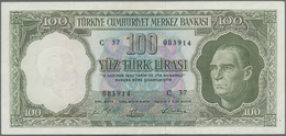 Turkey / Türkei: 100 Lira L. 1930 (1951-1965), P.177 With A Soft Vertical Fold At Center And A Few O - Turquie