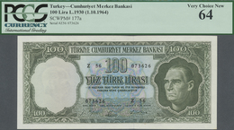 Turkey / Türkei: 100 Lira L.1930 (1.10.1964), P.177a, Almost Perfect Condition With A Tiny Spot At L - Turkey