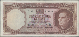 Turkey / Türkei: 500 Lirasi L. 1930 (1951-1965) "Atatürk" - 5th Issue, P.178, Obviously Pressed With - Turkije