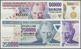 Turkey / Türkei: Set Of 4 Specimen Banknotes Containing 250.000, 500.000, 1.000.000 And 5.000.000 Li - Turkije