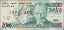 Turkey / Türkei: 20.000.000 Lira ND(1984-2002) Specimen P. 215s In Condition: UNC. - Turkey