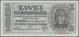 Ukraina / Ukraine: 2 Karbowanez 1942 P. 50, Ro 592, Rare Issue But Washed And Pressed, Center Fold, - Ucraina