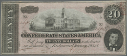 United States Of America - Confederate States: 20 Dollars February 17th 1864, P.69, Vertically Folde - Valuta Van De Bondsstaat (1861-1864)