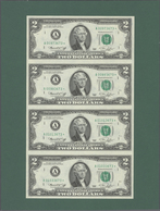 United States Of America: Uncut Sheet With 4 Replacement Notes 2 Dollars Series 1976 With Signature - Andere & Zonder Classificatie