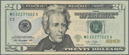 United States Of America: 20 Dollars Series 2013, P.541 With Radar Serial Number MC 22277222 A In UN - Autres & Non Classés