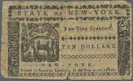 United States Of America: 10 Dollars State Of New York August 13th 1776, P.S2058, Highly Rare Note I - Andere & Zonder Classificatie