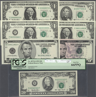 United States Of America: Set With 14 Banknotes All With Radar Serial Numbers Containing 1 Dollar 19 - Andere & Zonder Classificatie