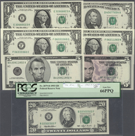 United States Of America: Set With 14 Banknotes All With Radar Serial Numbers Containing 1 Dollar 19 - Other & Unclassified