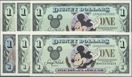 United States Of America: Set With 6 Notes 1-Disney-Dollar Series 1996 Letter "A", Series 1998 Lette - Andere & Zonder Classificatie