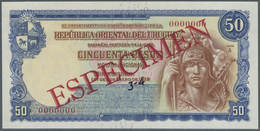 Uruguay: 50 Pesos 1939 Specimen P. 38s, Zero Serial Numbers, Red Specimen Overprint, Light Handling - Uruguay