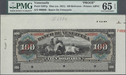 Venezuela: Banco De Venezuela 100 Bolivares 19xx (ca. 1921) SPECIMEN Proof, P.S297p In Almost Perfec - Venezuela