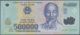 Vietnam: Set With 8 Banknotes 500000 Dong 2010 With Solid Number 1A10 111111, FQ10 222222, IH10 3333 - Viêt-Nam