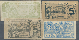 Vietnam: Set Of 4 Notes "Phieu Tiep Te", Special War Money / POW Money Of 2, 2x 5 And 10 Dong ND, Al - Viêt-Nam