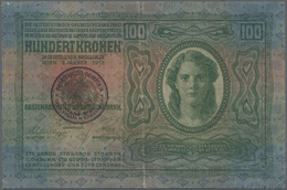Yugoslavia / Jugoslavien: 100 Kronen ND(1919), Stamp On Austria # 12, P.4, Several Folds And Creases - Yougoslavie