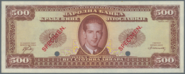 Yugoslavia / Jugoslavien: Not Issued Banknote 500 Dinara Series 1943 Specimen, P.35Es, In Perfect UN - Yougoslavie