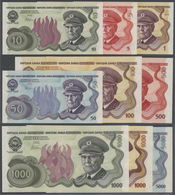 Yugoslavia / Jugoslavien: Set With 9 Not Issued Banknotes Series ND(1981), P.NL,containing 1, 5, 10, - Joegoslavië