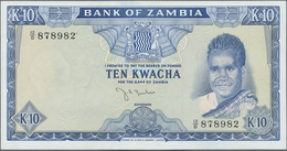 Zambia / Sambia: 10 Kwacha ND(1969), P.12a, Excellent And Almost Perfect Condition With A Few Minor - Zambie