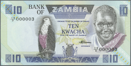 Zambia / Sambia: Set Of 2 CONSECUTIVE Notes 10 Kwacha ND(1980-88) P. 26 With Interesting Low Serial - Zambia