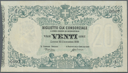 Italy / Italien: 20 Lire 1881 P. 14, Series 1, Serial Number 0007, Highly Rare Note In Very Crisp Co - Altri & Non Classificati