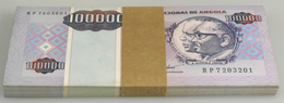 Angola: Bundle With 100 Pcs. 100.000 Kwanzas Reajustados With Running Serial Numbers, P. 139 In AUNC - Angola