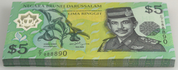 Brunei: Bundle With 100 Pcs. 5 Ringgit 2002, P.23, Rare Date With Running Serial Numbers In UNC Cond - Brunei