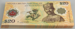 Brunei: Bundle With 100 Pcs. 20 Ringgit 2007 Commemorative Issue, P.34 In UNC Condition (100 Pcs.) - Brunei