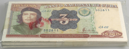 Cuba: Bundle Of 100 Banknotes 3 Pesos Portrait Che Guevara 1995 P. 113 All In Condition: UNC. (100 P - Cuba