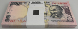 India / Indien: Original Bundle Of 100 Pcs 50 Rupees 2012 P. 104 Starting With Serial #6BL000001, Al - Inde