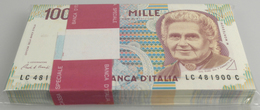 Italy / Italien: Bundle With 100 Pcs. 1000 Lire 1990, P.114 With Original Bank Wrap In UNC Condition - Andere & Zonder Classificatie